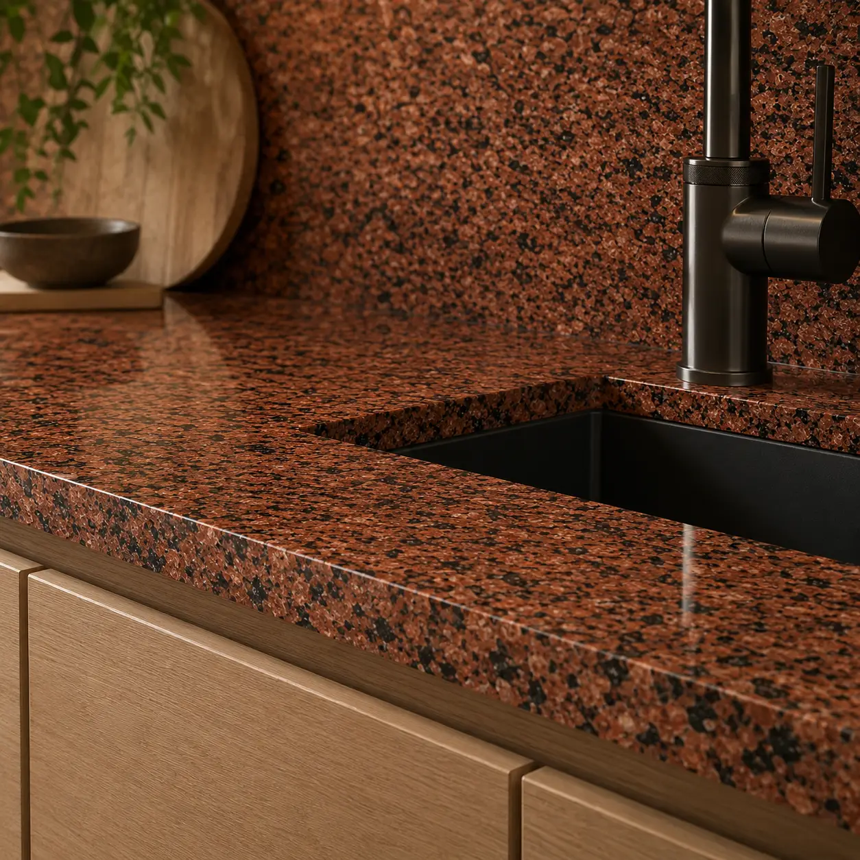 Wizualizacja zastosowania kamienia Maple Red w formacie kwadratowym