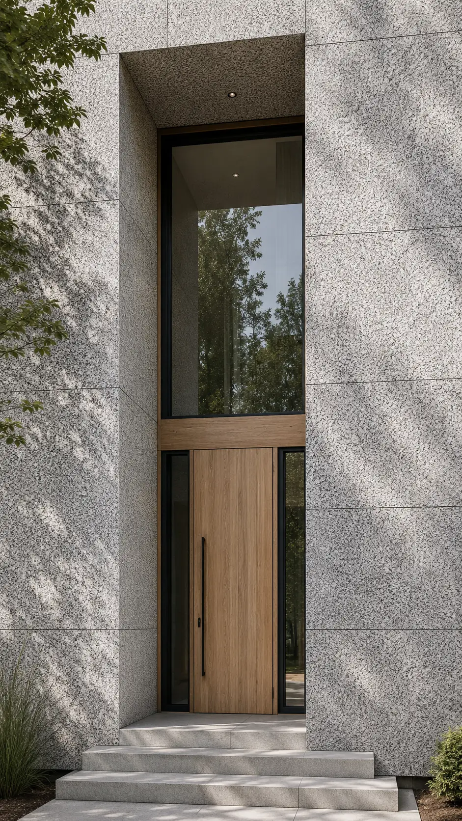 Wizualizacja kamienia Grey Ukraine w nowoczesnej przestrzeni architektonicznej